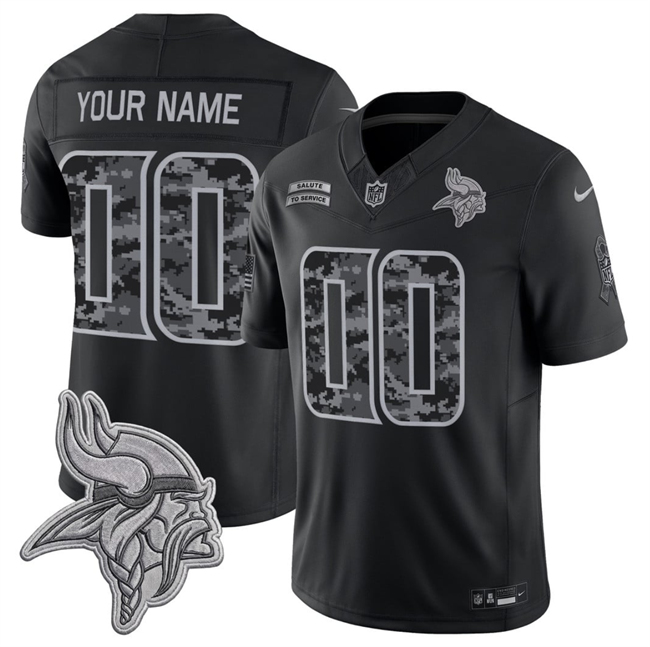Men's Black Minnesota Vikings Active Player Custom F.U.S.E. 2026 Salute to Service Limited Stitched Football Jersey